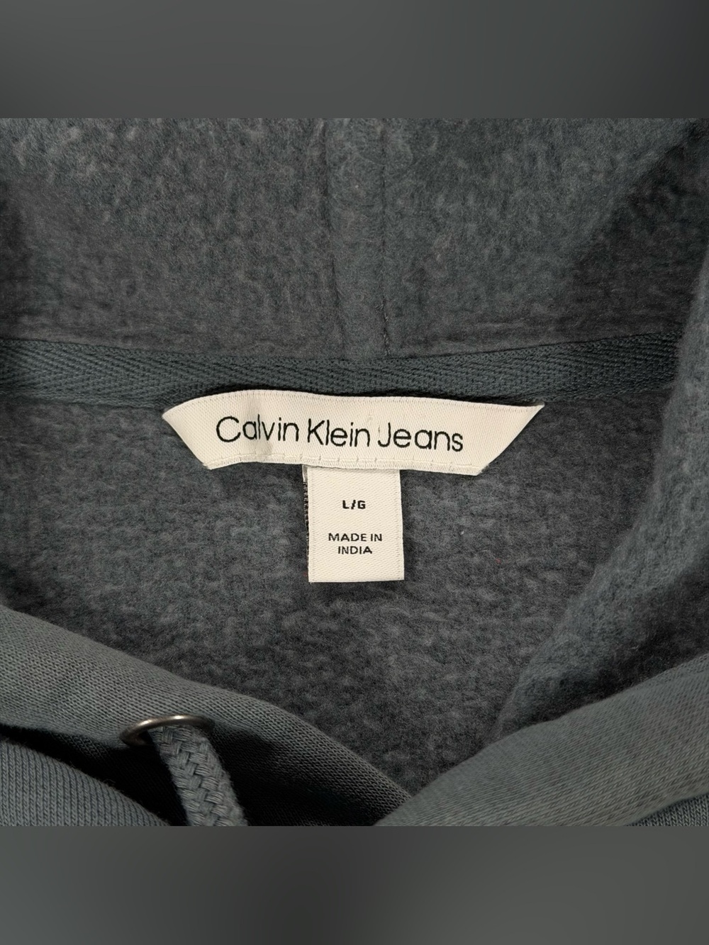 Calvin Klein Jeans Hoodie Mens M Blue Monogram Logo Fleece Pullover Sweatshirt - Picture 3 of 9